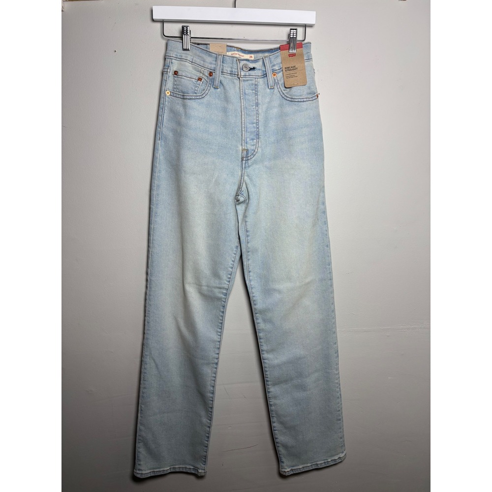 Levi's Ribcage Straight Leg Jeans Light Wash High Rise Women's 26x32 NWT